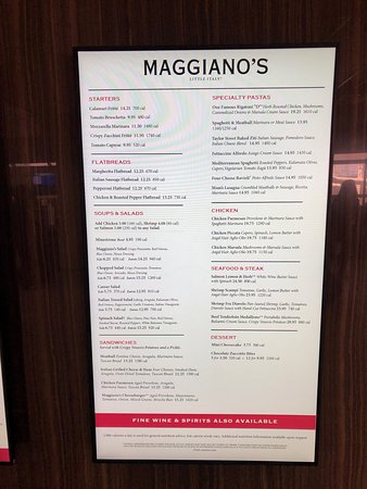 maggianos little italy menu with prices