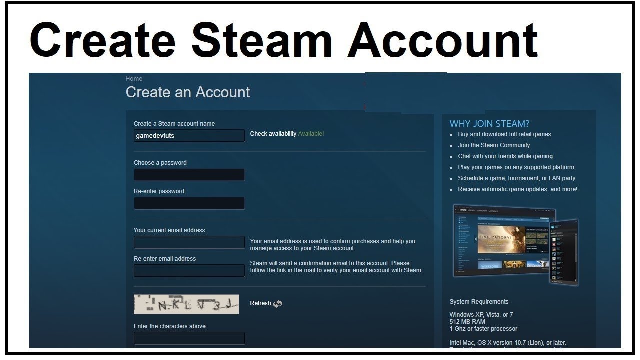 make a steam account