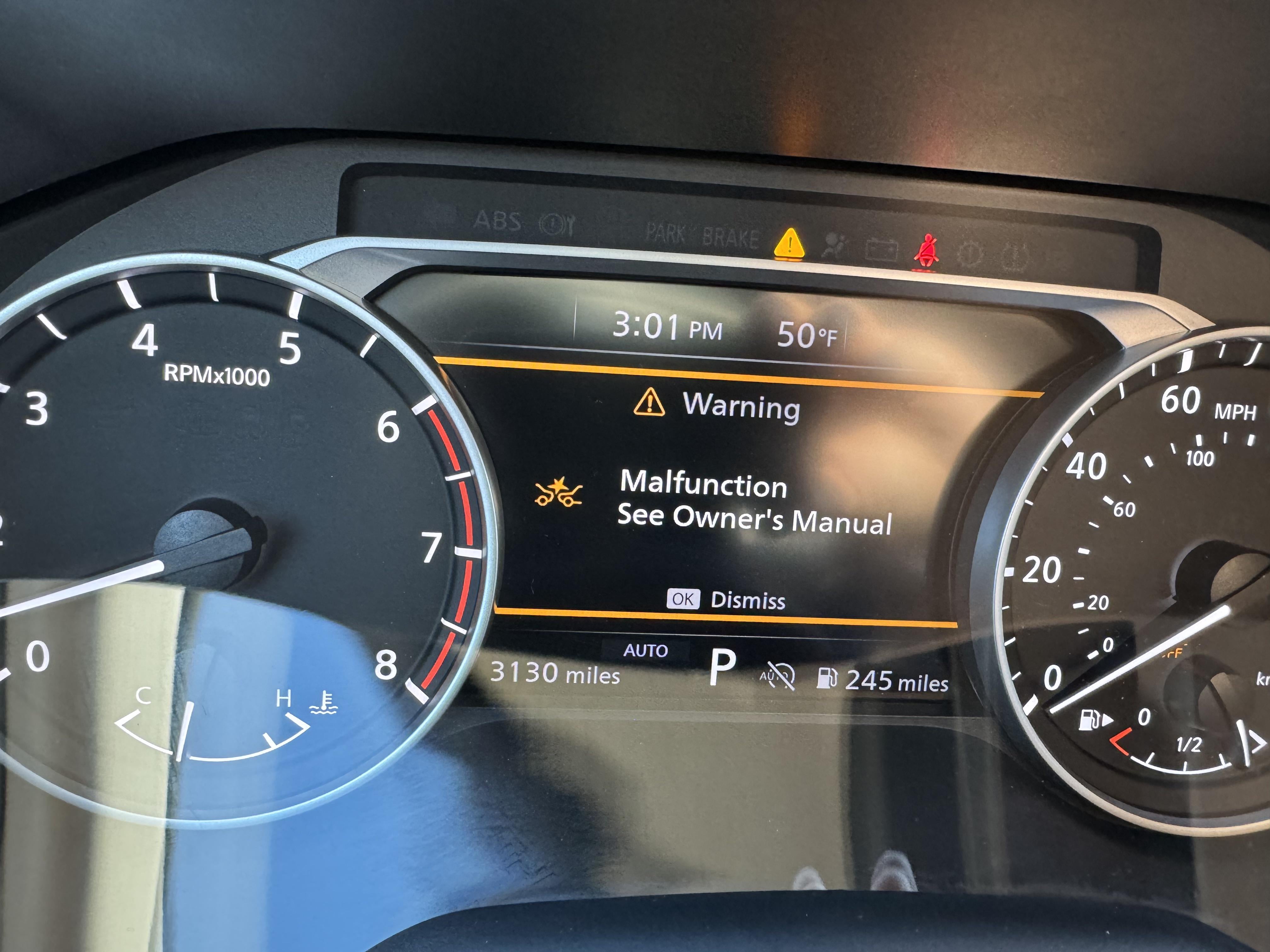 malfunction see owners manual nissan altima 2020