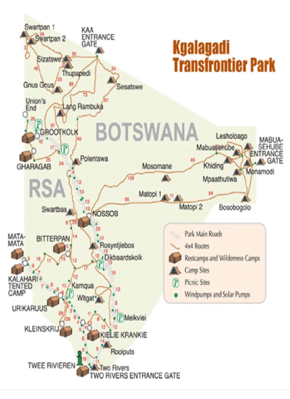 map kgalagadi transfrontier national park