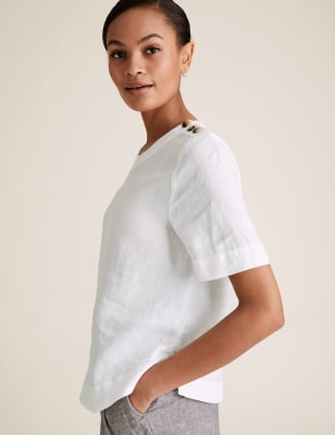 marks spencer linen tops