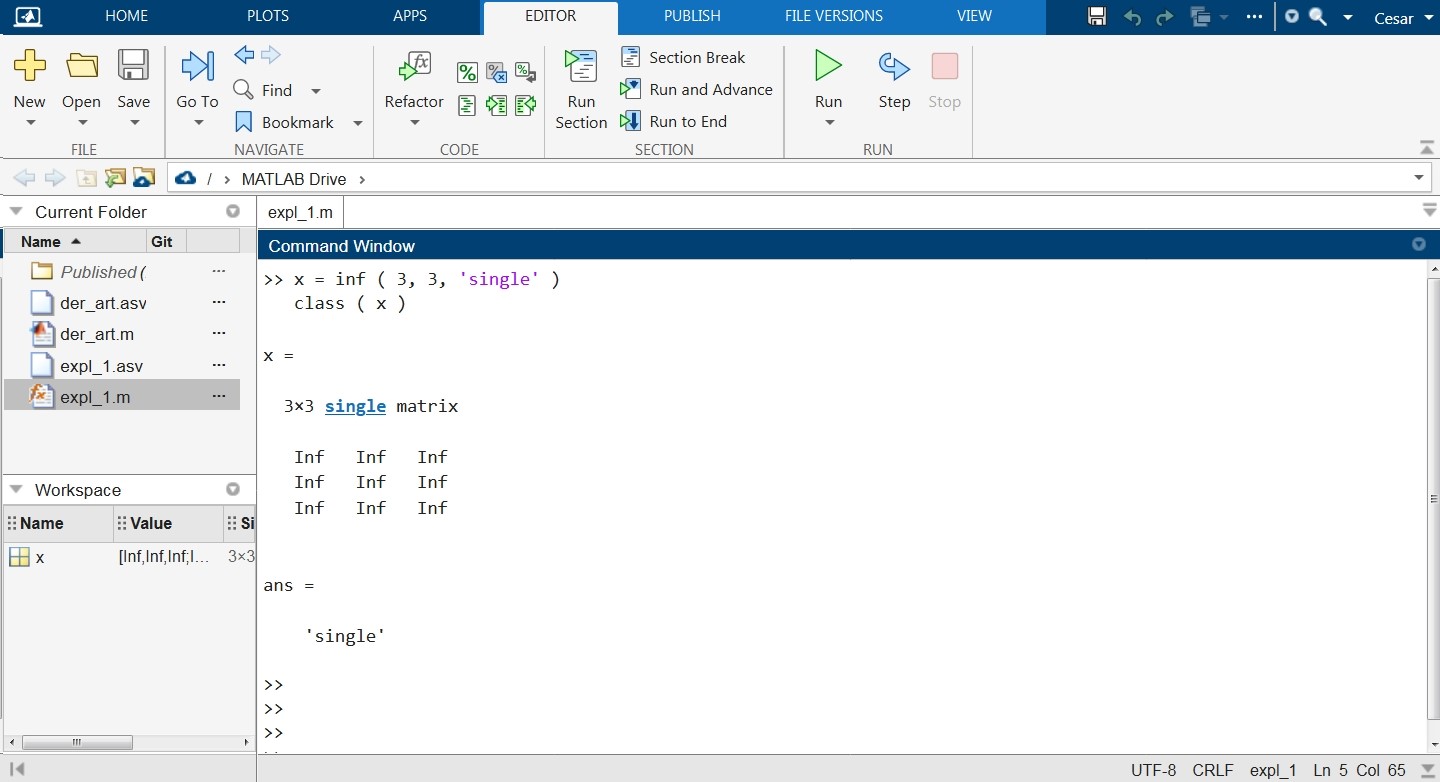 matlab inf