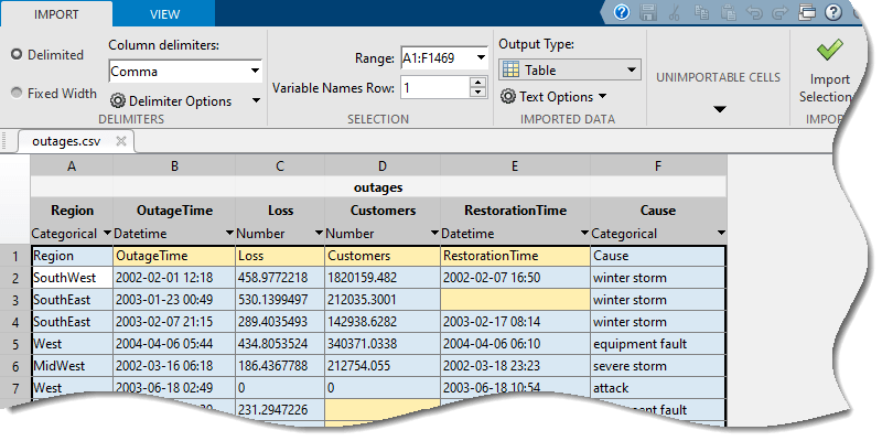 matlab table to array