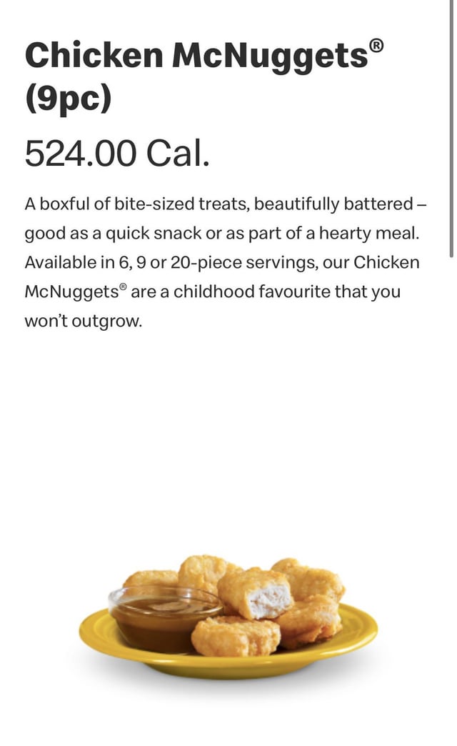 mcdonalds chicken mcnuggets calories