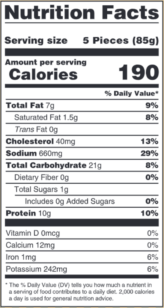 mcnuggets nutrition facts