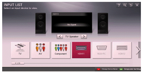 menu input tv lg