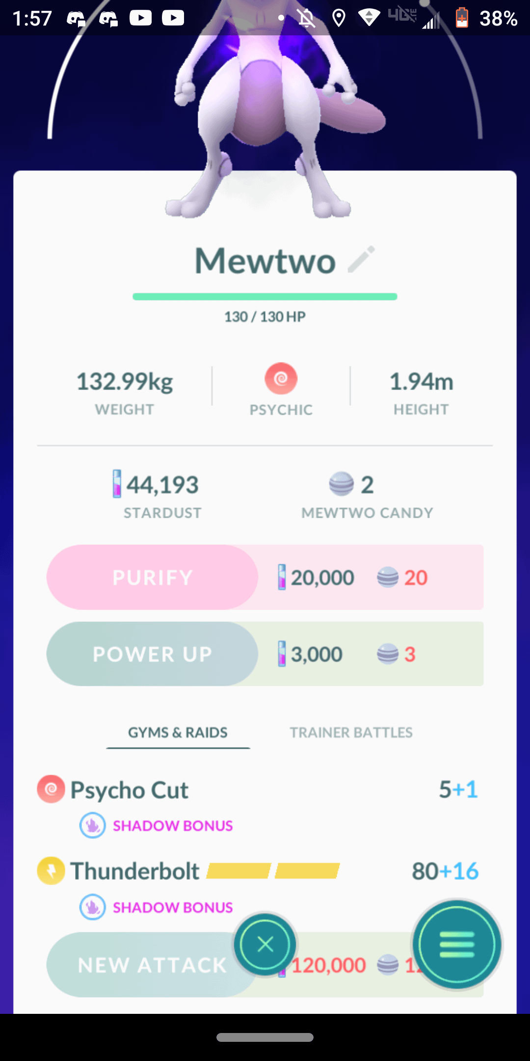 mewtwo pokemon go best moves