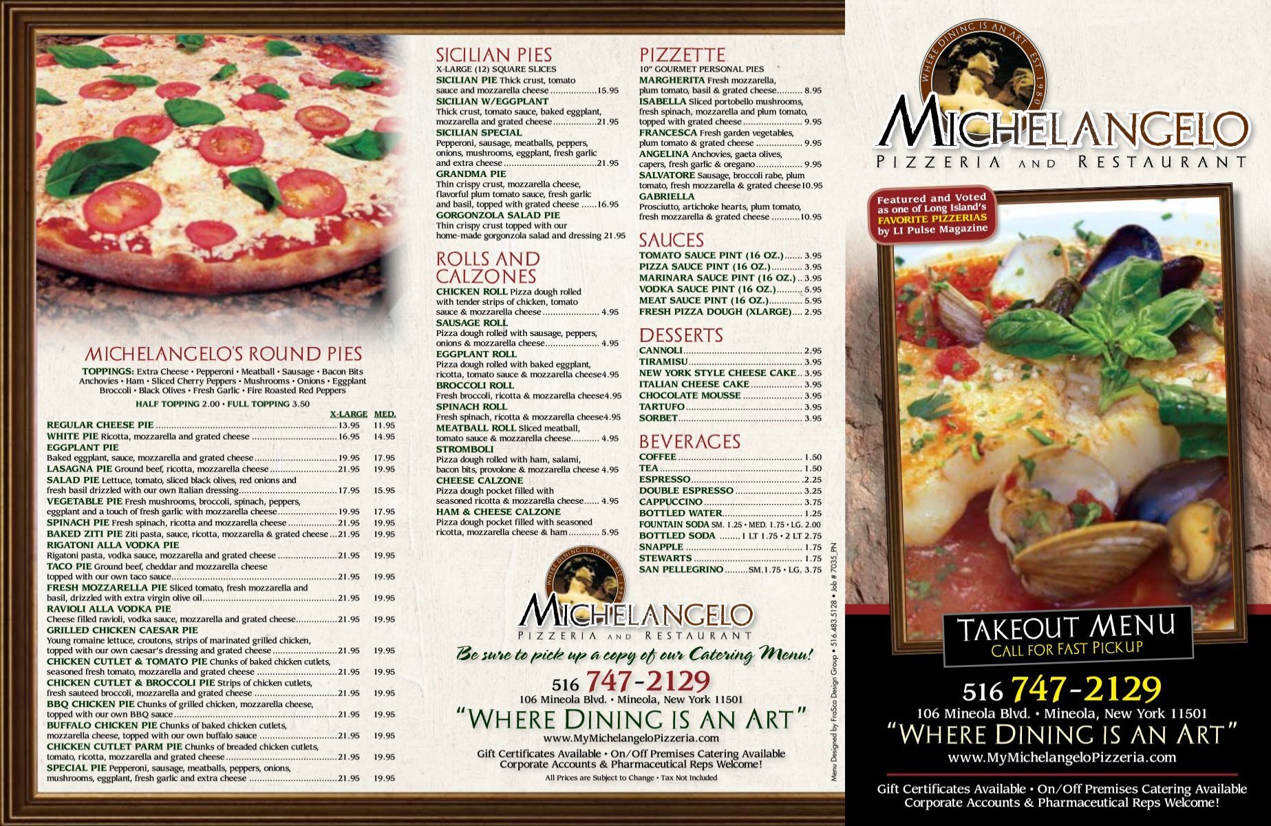 michelangelo bar & restaurant menu