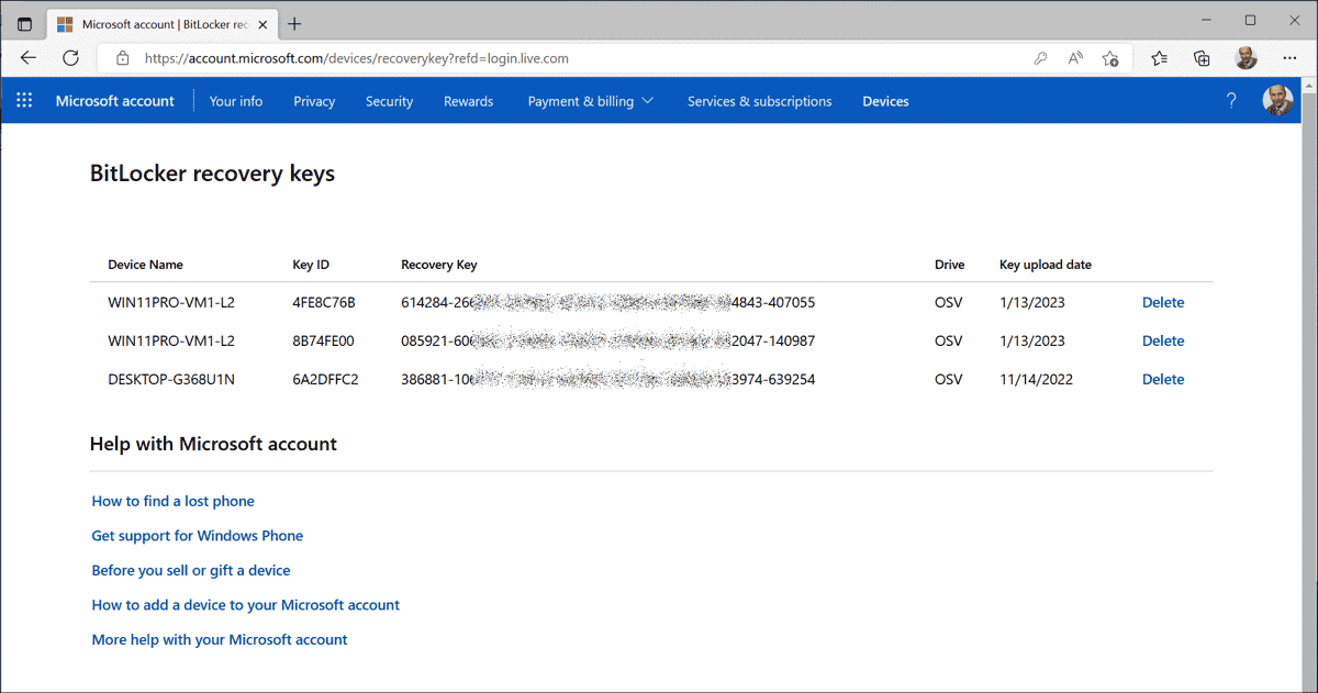 microsoft recovery key bitlocker