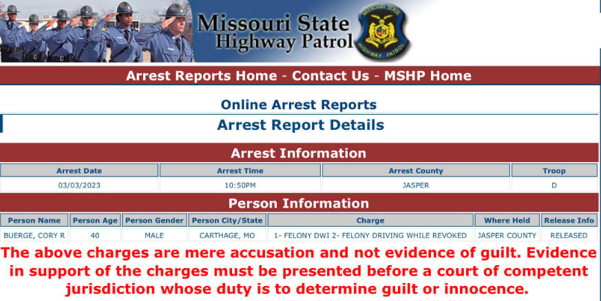 mshp arrest reports