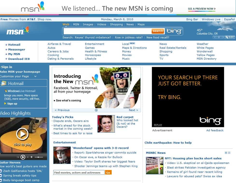 msn front page