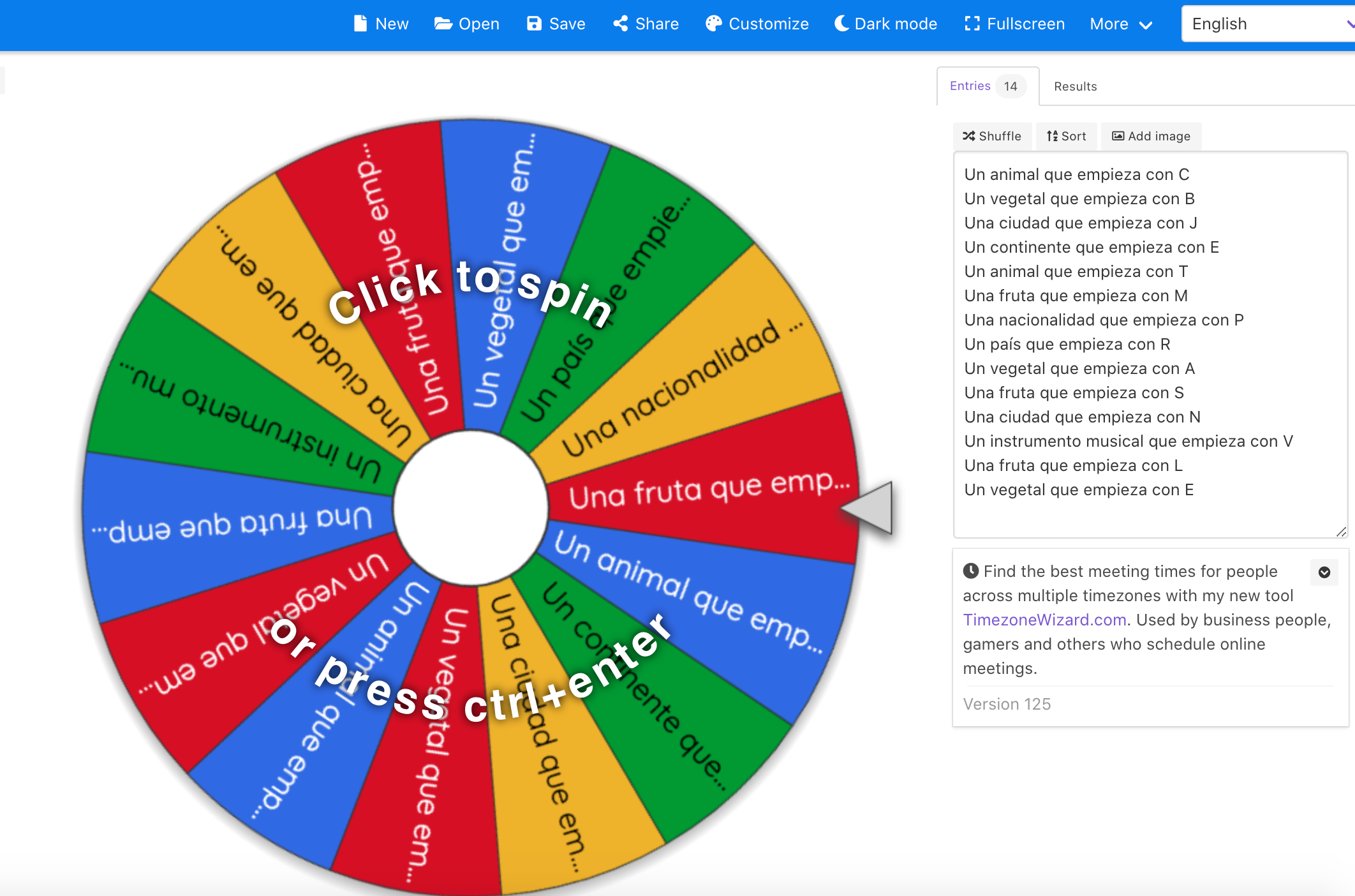 name wheel spinner