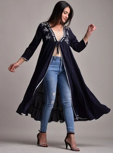 navy blue long shrug