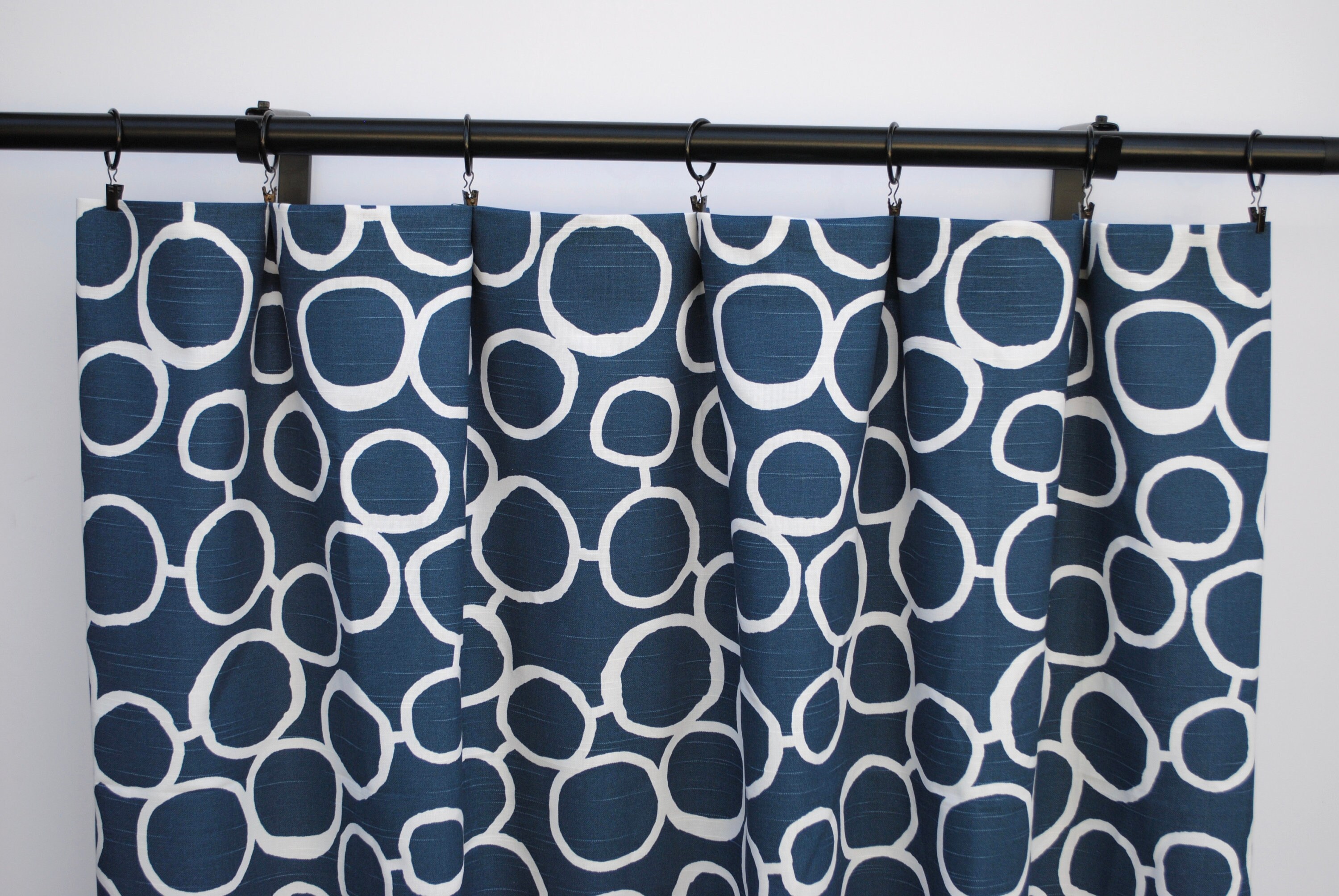 navy geometric curtains