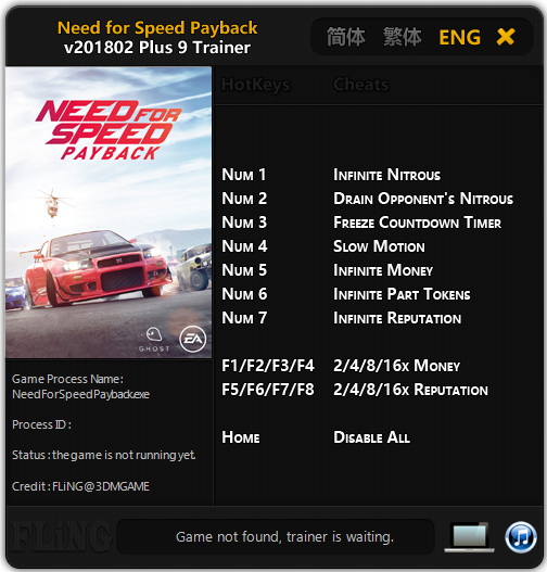 need for speed payback v1 0.51 15364 10 trainer