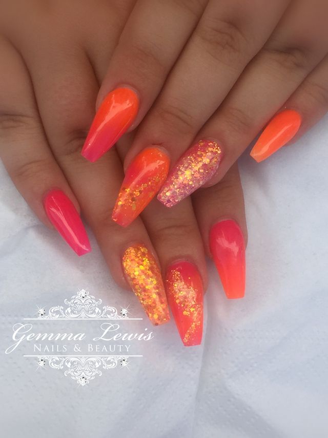 neon glitter nails