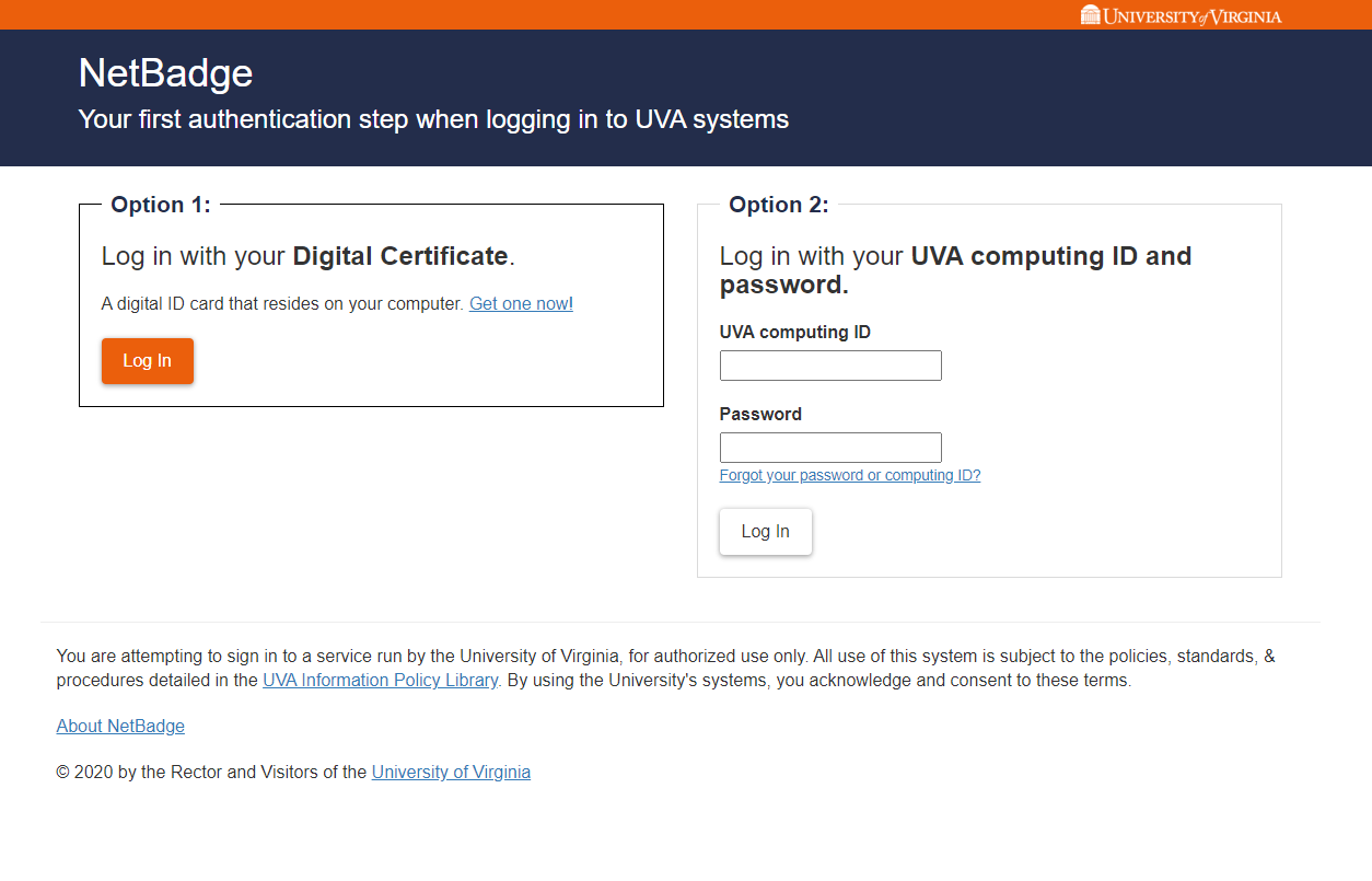 netbadge login uva