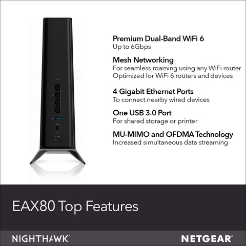 netgear nighthawk wifi 6 mesh range extender eax80