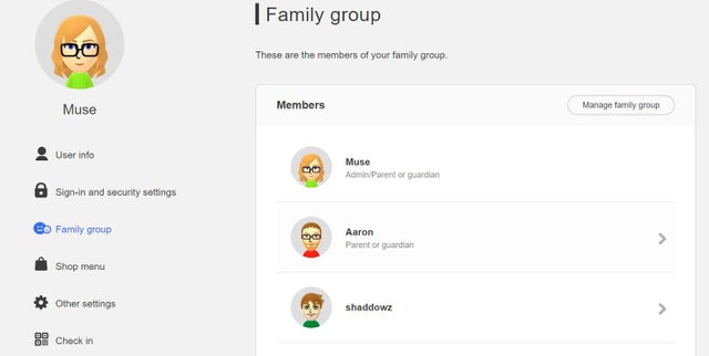 nintendo account family