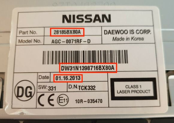 nissan juke radio code