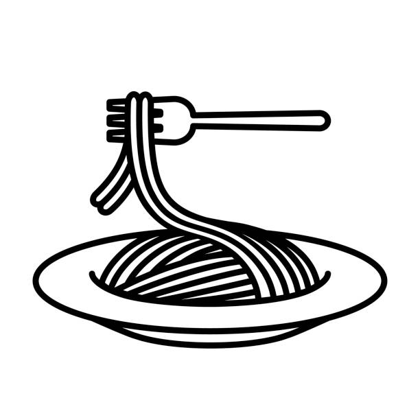 noodles clipart black and white