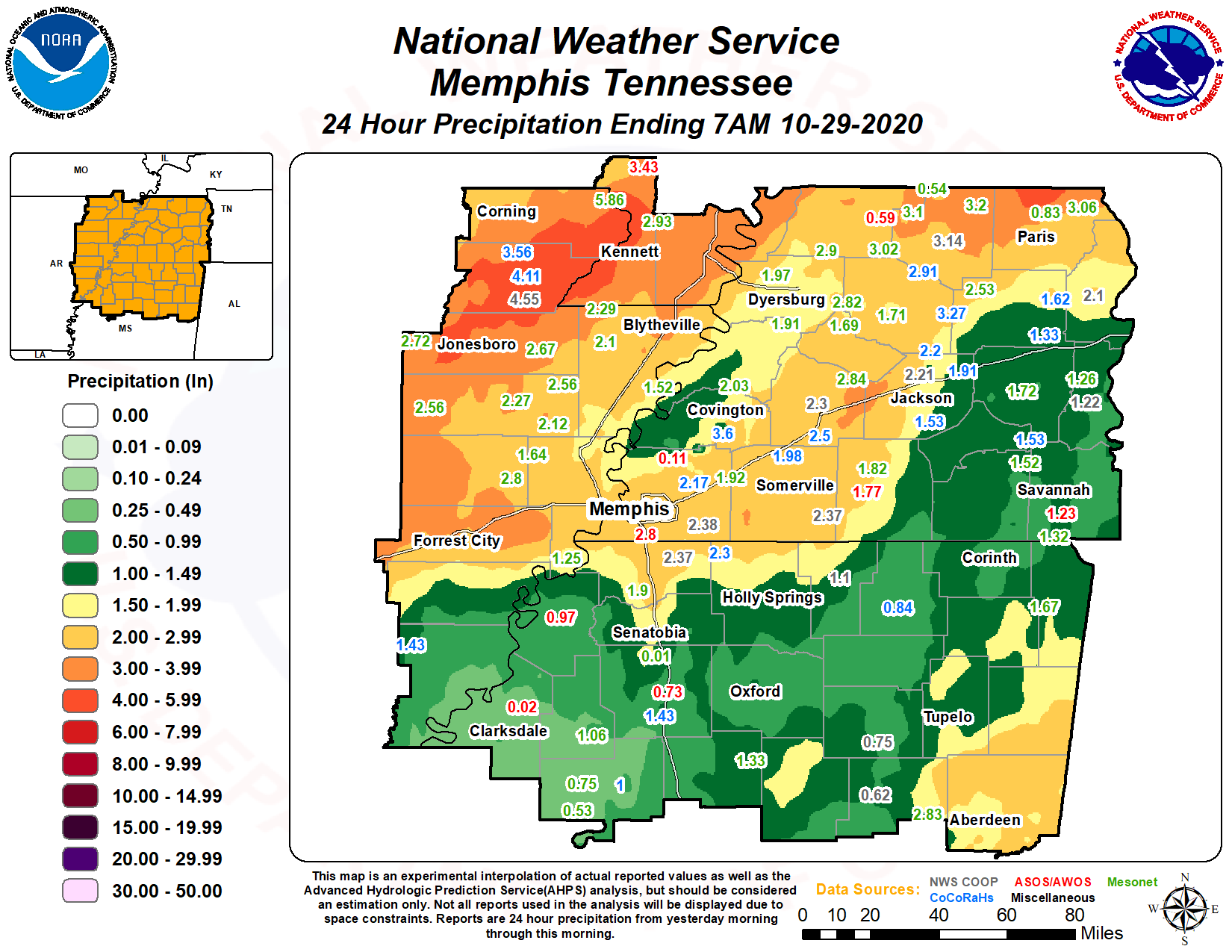 october weather memphis