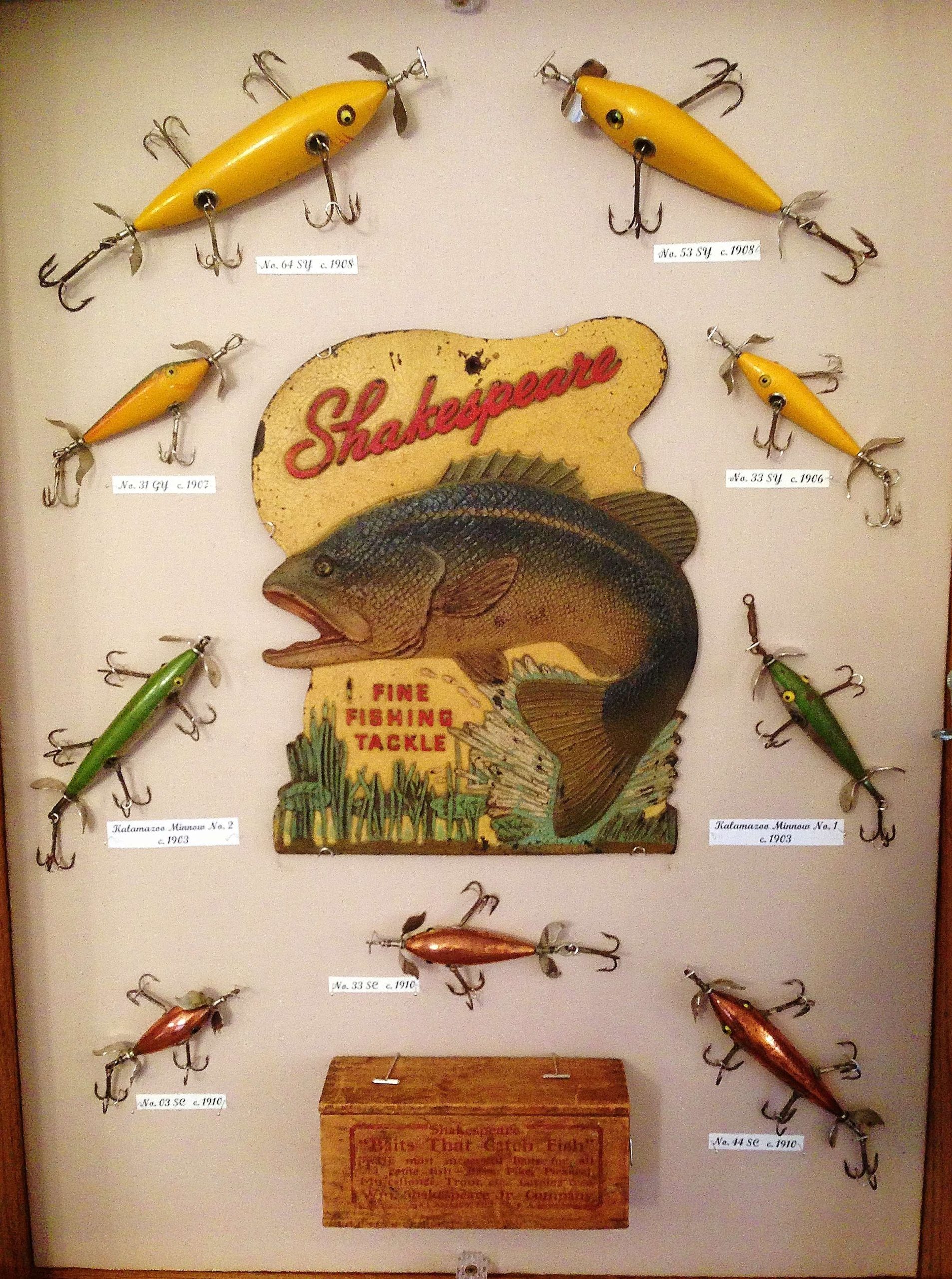 old fishing lure display