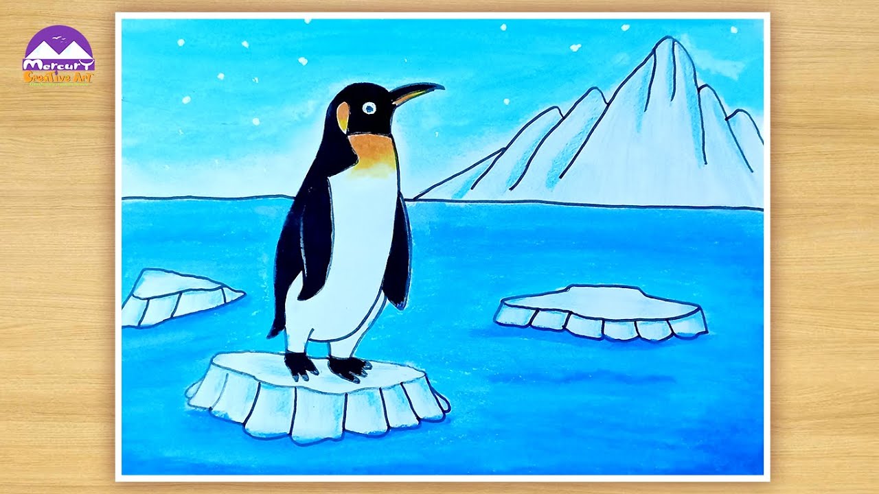 penguin scenery drawing