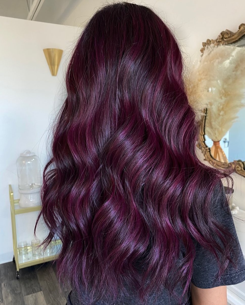 plum dyed hair