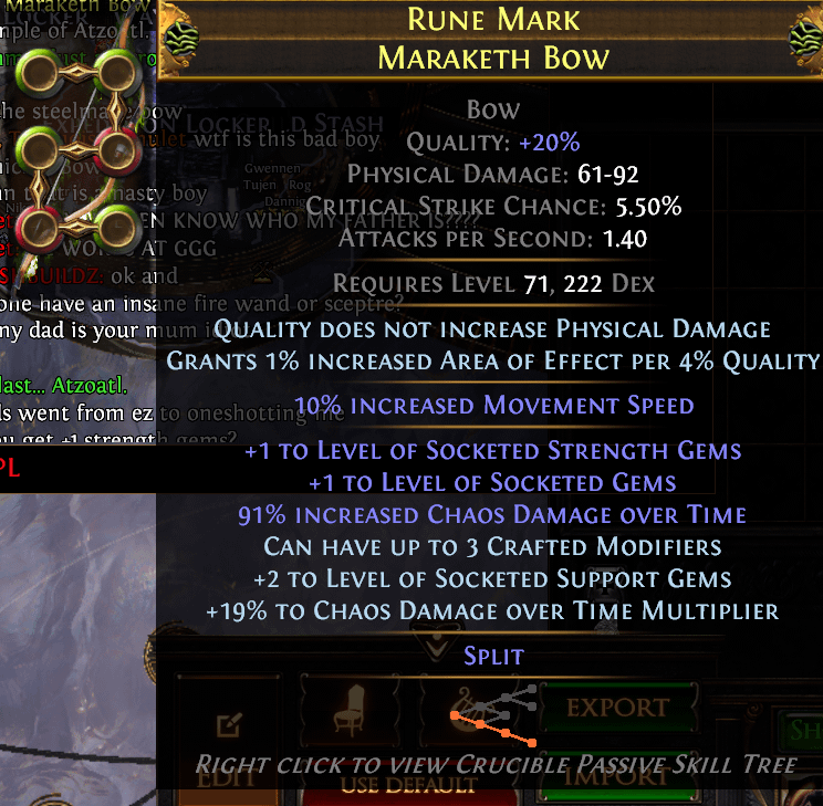 poe bow gems