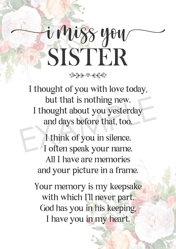 poems about loss of a sister