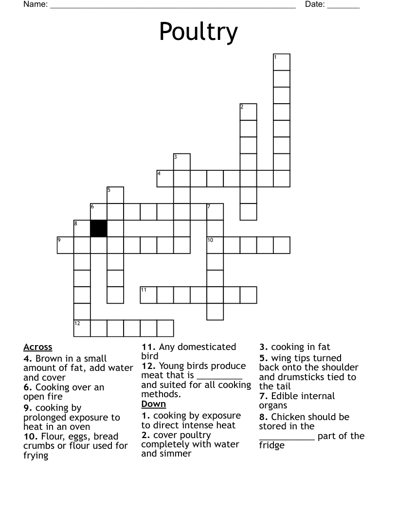 poultry crossword