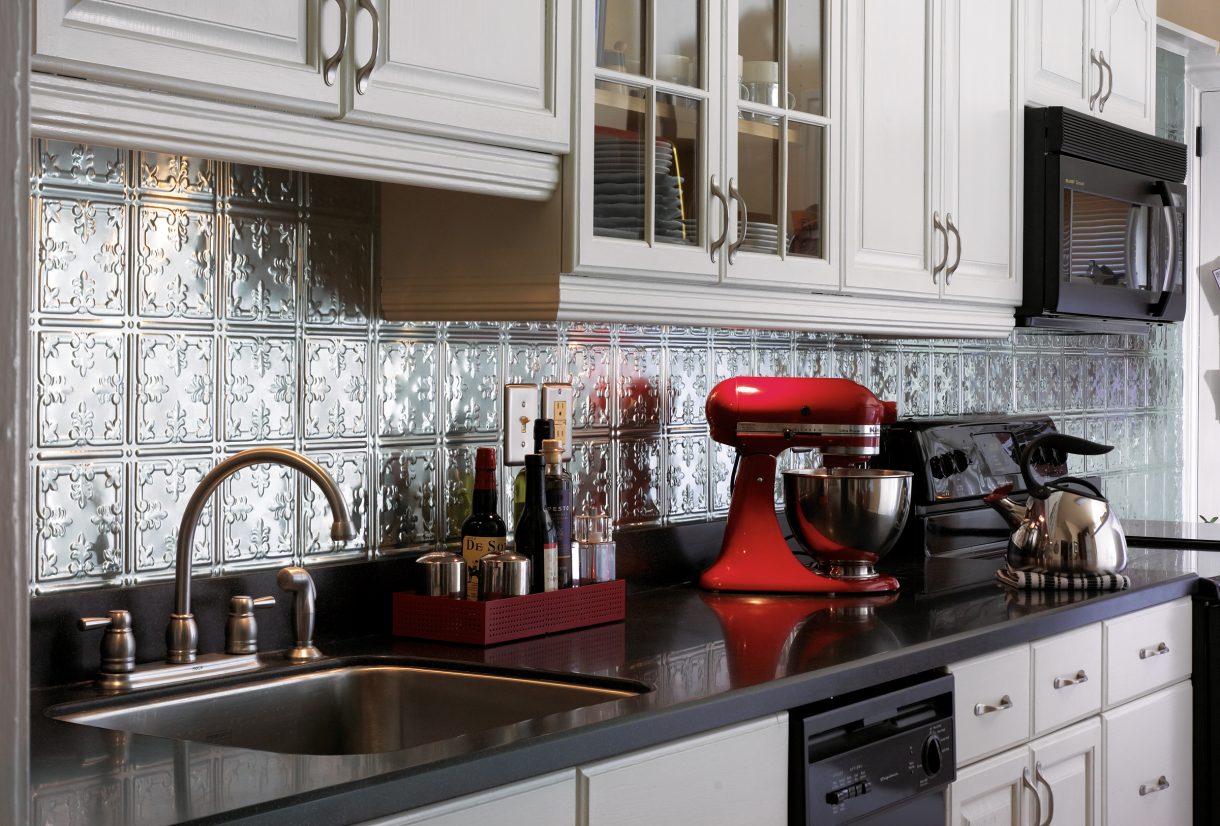 pressed metal backsplash