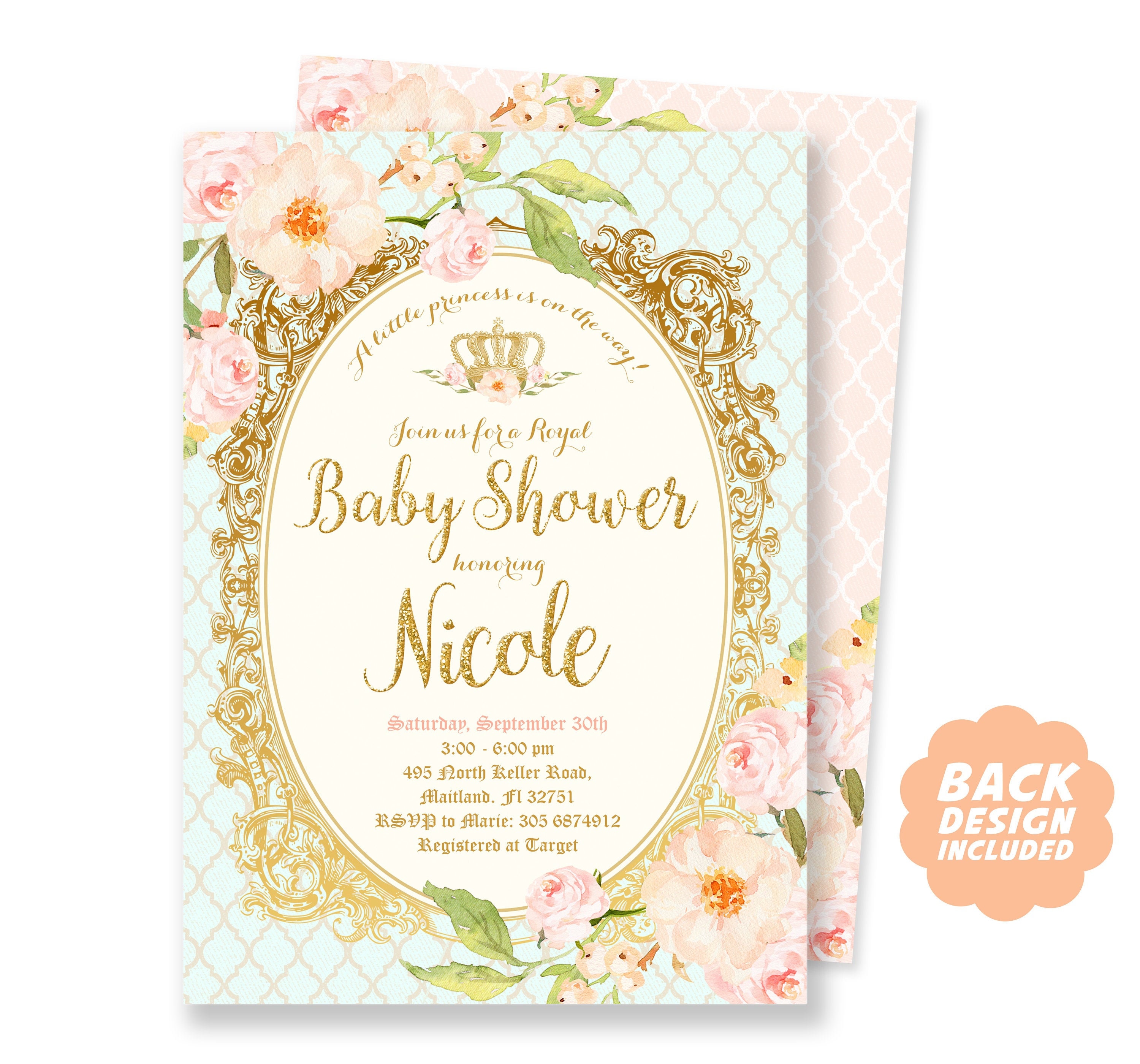 princess baby shower invitations