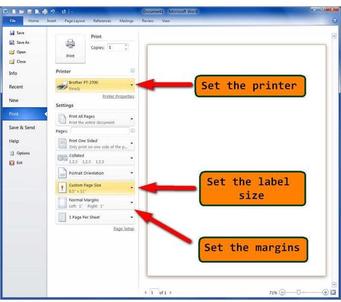 print from word to brother label printer