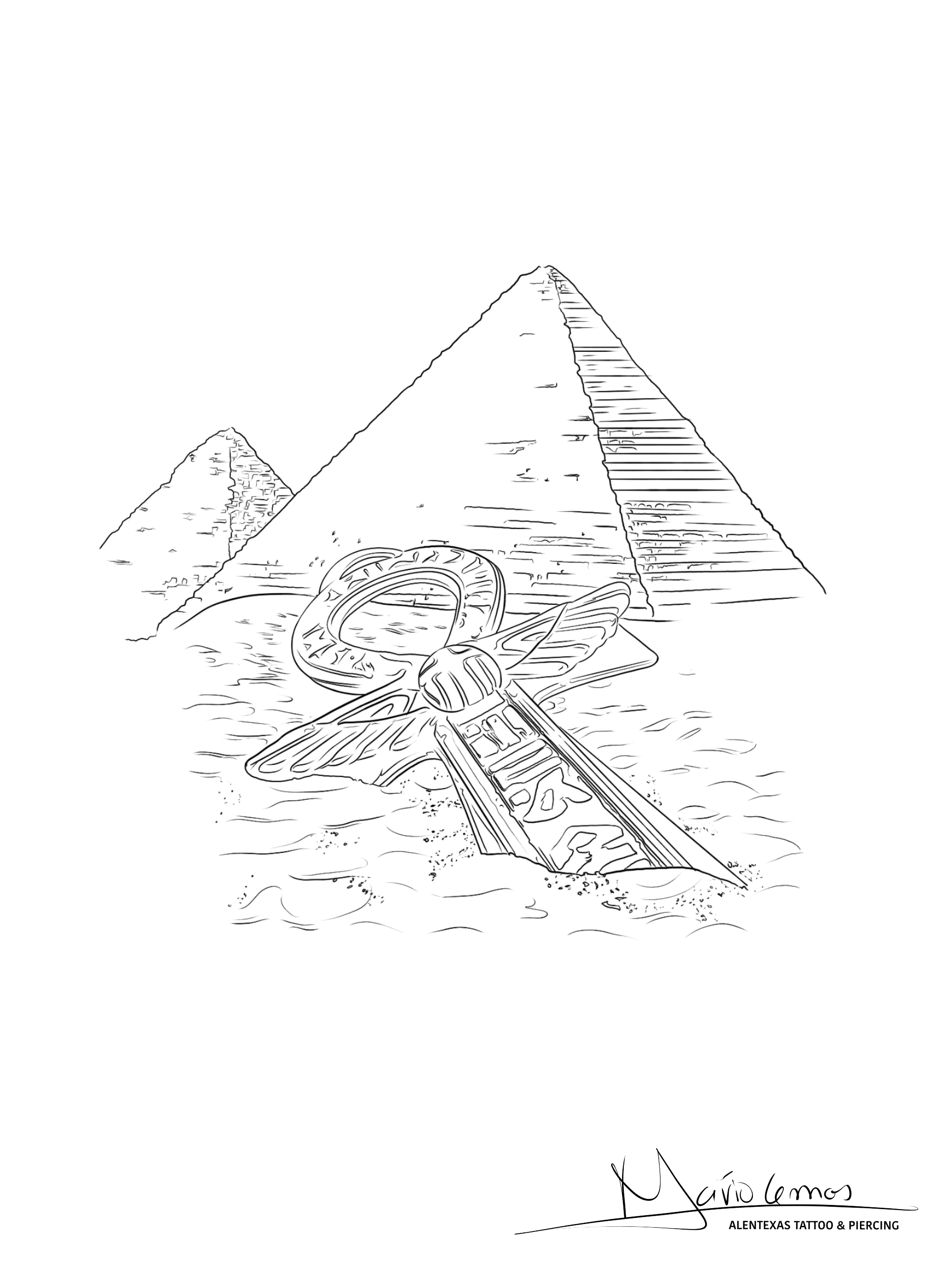 pyramid tattoo stencil