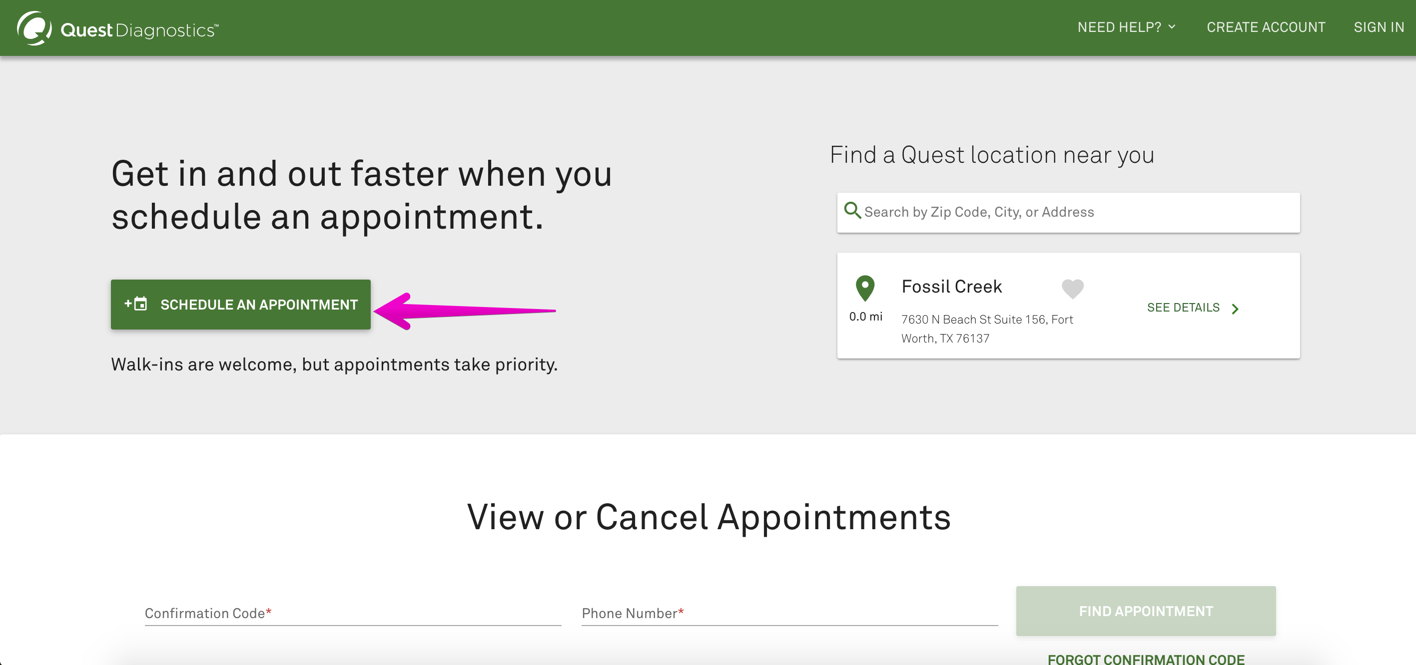 quest diagnostics appointments