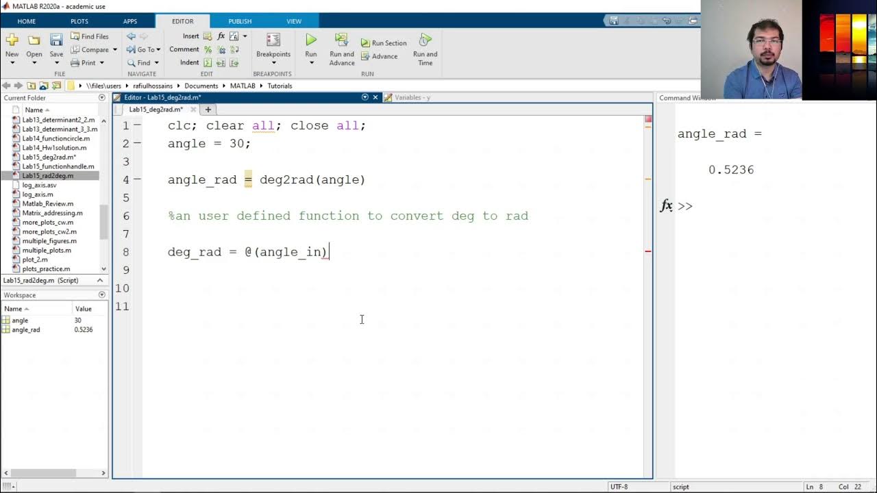 radians matlab