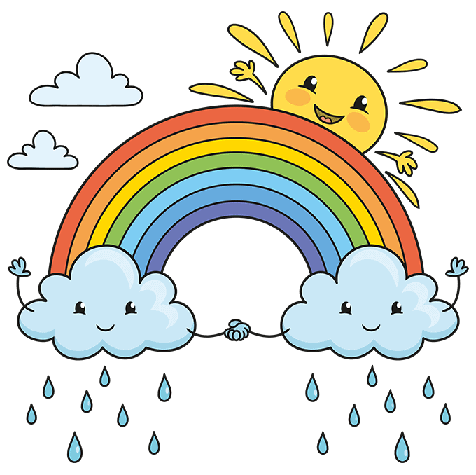 rainbow and clouds drawing