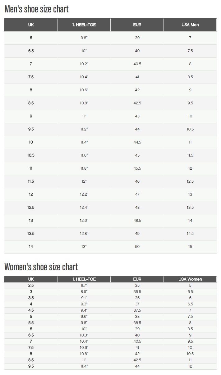 reebok nano size chart