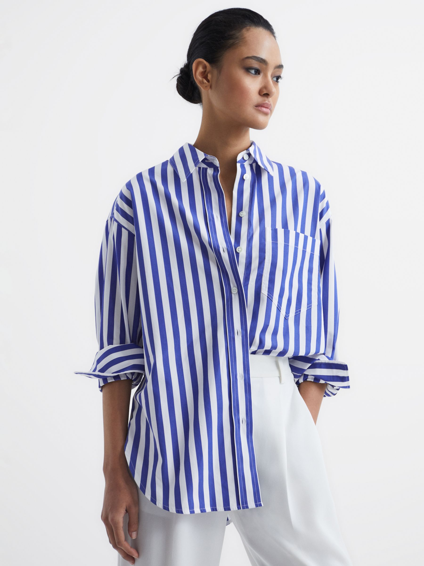 reiss blue and white striped shirt