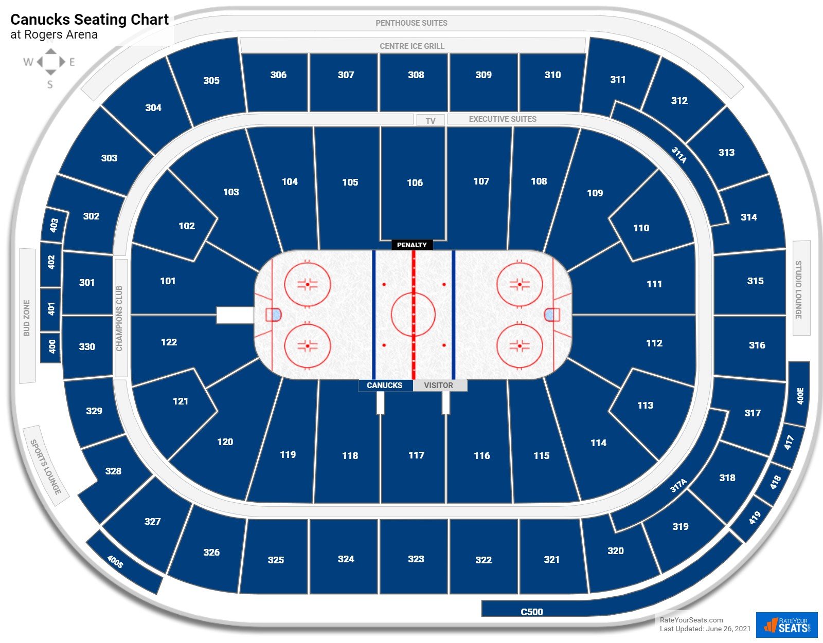 rogers arena seating chart vancouver