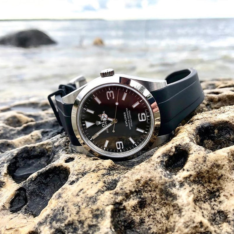 rolex explorer rubber strap