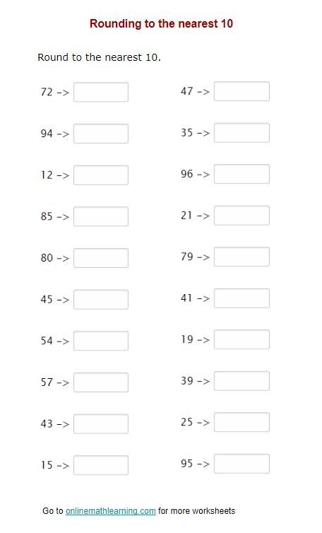 rounding worksheets to the nearest 10