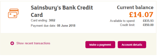 sainsburys credit cards login