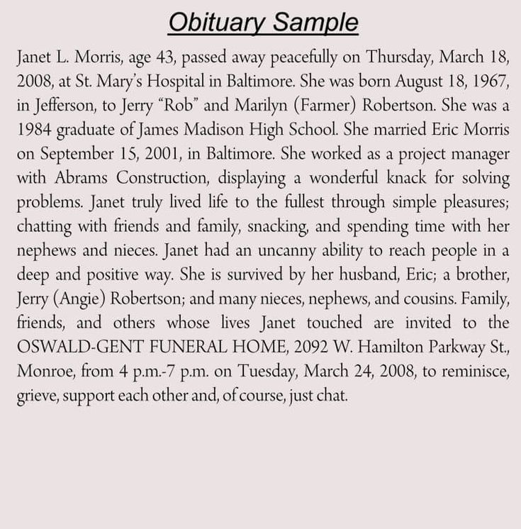 samples of obituaries