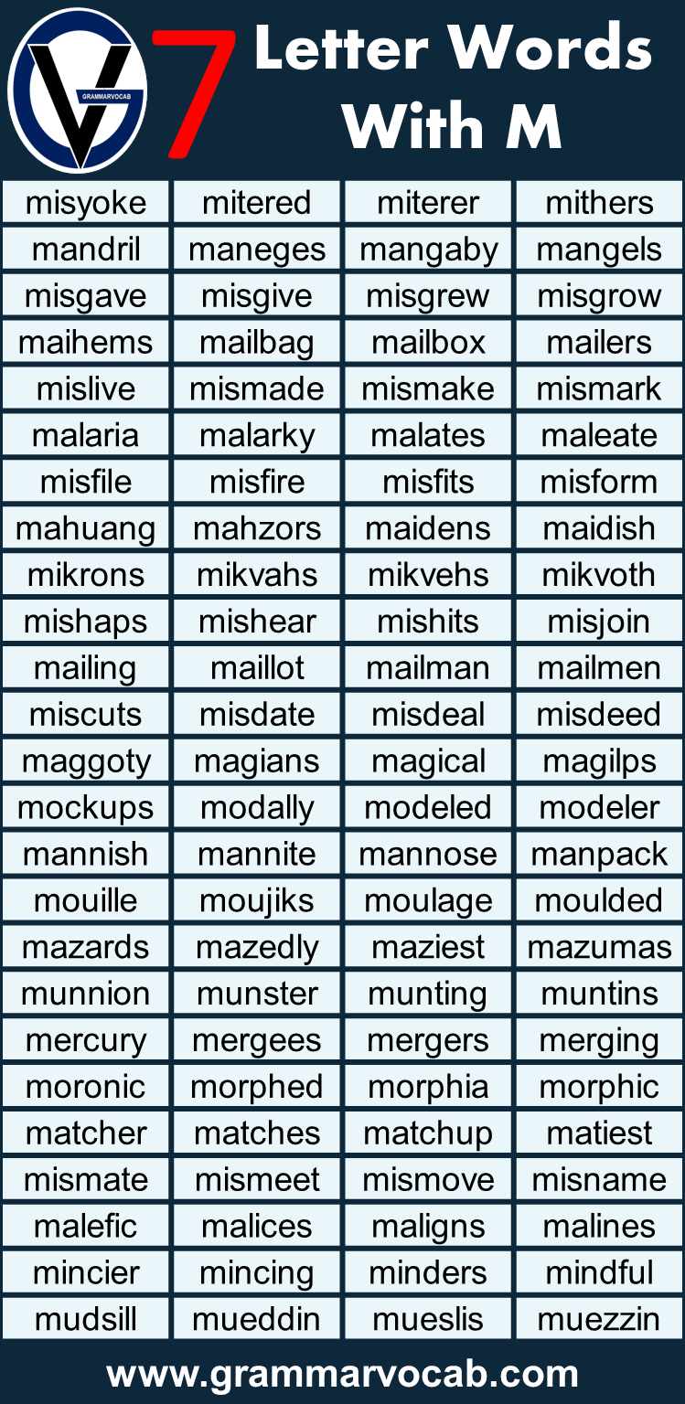 seven letter words starting with m