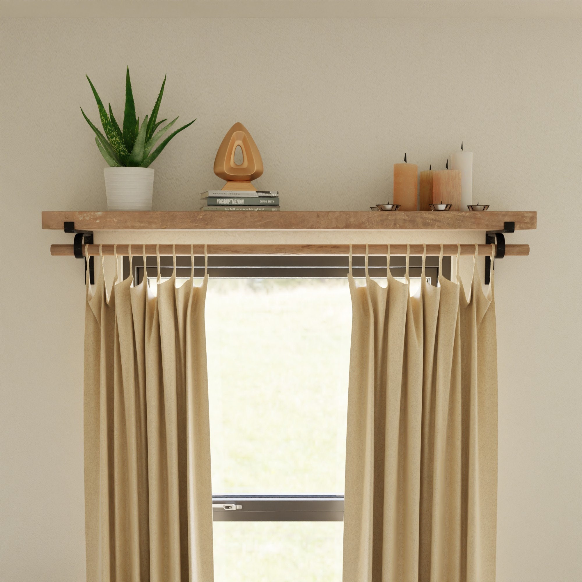 shelf curtain rod