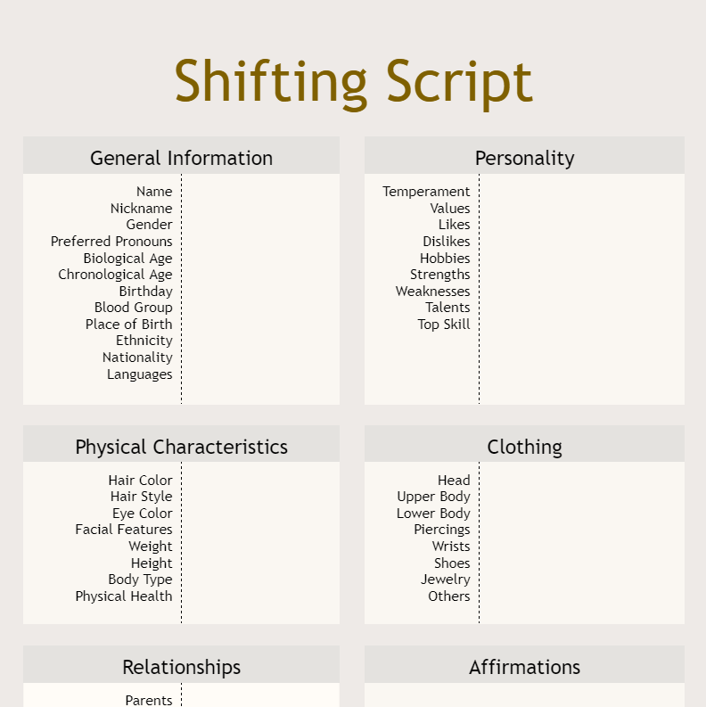 shifting script template