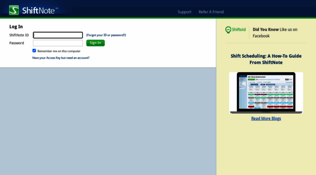 shiftnote login